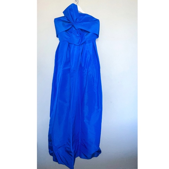 SACHIN & BABI Leora Strapless Bow-embellished Silk-faille Gown In Imperial Blue - Picture 2 of 9